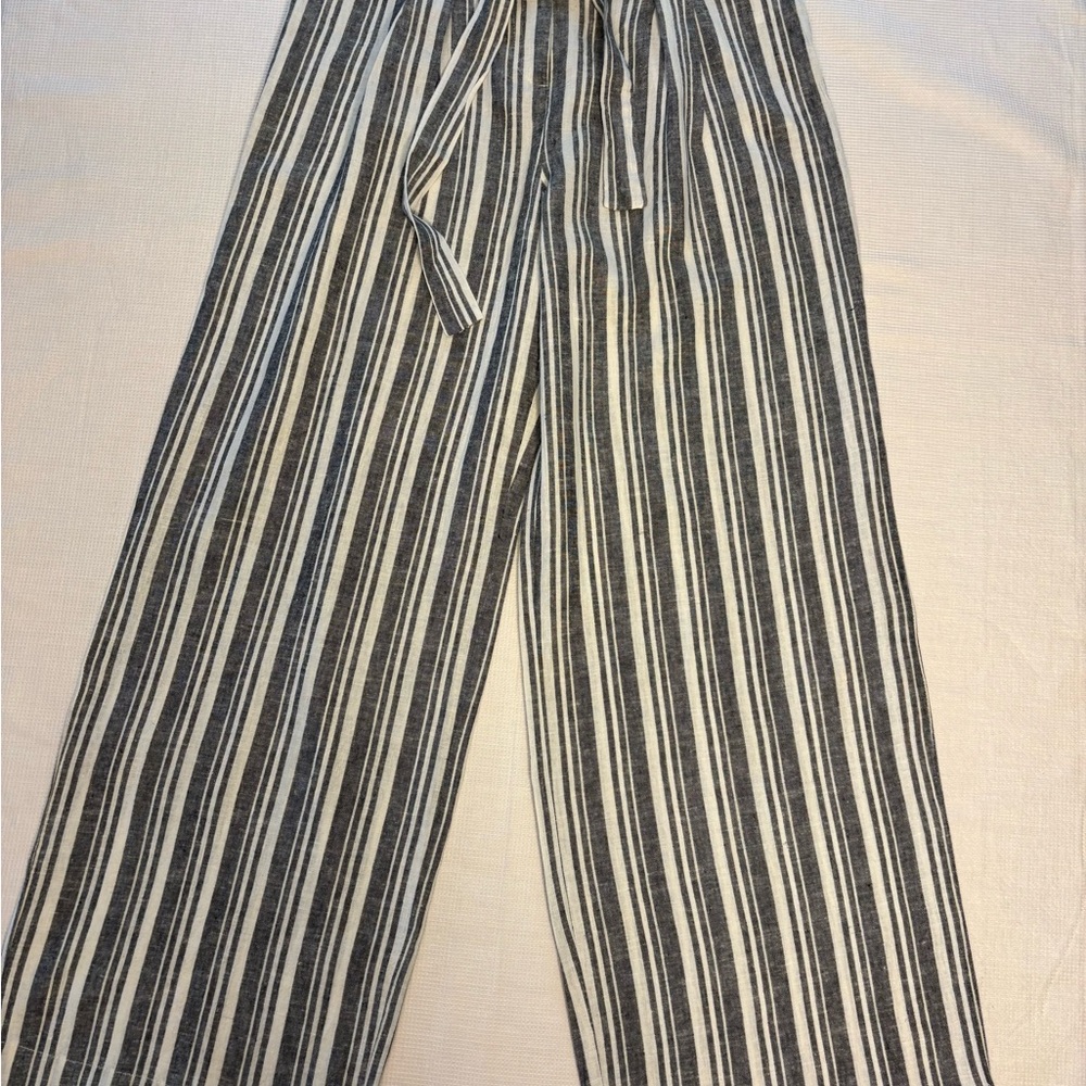 Laundry By Shelli Segal Black and White Striped Wide Leg Pants Sz M